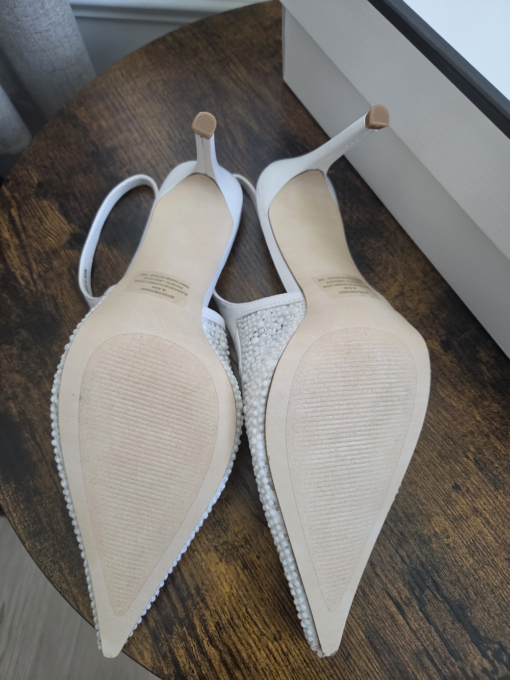 Steve Madden White Beaded Pointed Slingback Pumps - Picture 5 of 7